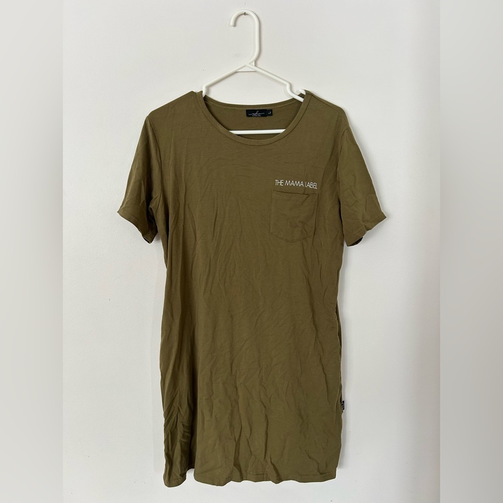 ASHCO The Mama Label Olive Green T-shirt Dress Size Large